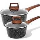 ESLITE LIFE 1.5QT & 2.5QT Sauce Pan Set with Lid Nonstick Small Soup Pot, Compatible with All Stovetops (Gas, Electric & Induction), PFOA Free, 4-Piece