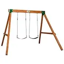 Backyard Discovery Durango All Cedar Classic Swing Set, 2 Pinch Free Belt Swings, Easy Assembly, Durable, Water Resistant, Steel Corner Supports, 2 Belt Swings, Ages 3-10, Lumber and Hardware Included