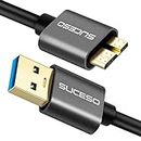 SUCESO Hard Drive Cable USB 3.0 A to Micro B 5Gbps Compatible with Portable External Hard Drive, My Passport,WD Elements,Seagate Expansion, Toshiba, LaCie, Maxtor, Samsung M3 1TB/Galaxy S5/Note 3-1M