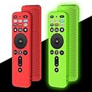 [2 Pack] Protective Cover for VIZIO XRT260 Voice Remote Control, WQNIDE Vizio Xrt260 Smart TV Remote Case Shockproof Anti Slip Silicone Sleeve with Lanyards (Red+Glow Green)