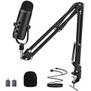 ZeaLSound Gaming Microphone Kit,Podcast Condenser USB Mic with Boom Arm,Supercardioid Microphone with Mute Button,Echo Volume Gain Knob,Adjust Monitor for Phone PC Computer Tablet Streaming Recording