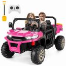 2 Seater Ride on Dump Truck Car for Kids 24V 4WD Electric UTV Toys w/ Dump Bed#