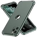 ORETECH Designed for iPhone 11 Pro Max Case with [2 x Tempered Glass Screen Protector] 360 Full Body Shockproof Protection Cover Hard PC Soft Rubber Silicone Case for iPhone 11 Pro Max 6.5" DarkGreen