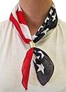 Komonee Tie Neck Ring Loop Clasp Gold Colour With USA Flag American Bandana Head Scarf Headbands Handkerchief Cowboy Cotton Bib Party Face For Mens Womens Unisex