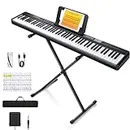 Donner Piano Keyboard 88 Keys, Beginner Digital Keyboard Piano Velocity-Sensitive Keys, Portable Electric Piano with Stand, Sustain Pedal, Carrying Case and Keyboard Stickers, DEP-1