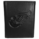 Siskiyou Sports NHL Detroit Red Wings Unisex Fan Shop Embossed Leather Tri-fold Wallet, Black, One Size