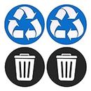 MECCANIXITY Recycle Sticker Bin Labels 5 Inch Self-Adhesive Vinyl for Stainless Steel/Plastic Trash Can, Blue & Black, 4 Pack