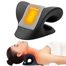 Dr Trust USA Neck Support Stretcher for Spine Alignment, Waist, Strain, and Back Pain Relief, Shoulder Relaxer Chiropractic Cervical Traction Device with Heat Pad -352