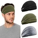 Headbands Men - Wide Head Sweatband for Sports, Fitness, Jogging, Running, Cycling, Hiking, Crossfit and Yoga