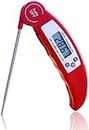 SYGA Meat Thermometer, Digital Cooking Thermometer, Food Thermometer with High Accuracy, Instant Read Foldable Probe Thermometer for Kitchen Cooking, BBQ, Milk, Christmas - Red