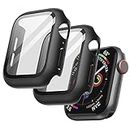 JETech Case with Screen Protector Compatible with Apple Watch SE (2022/2020) /Series 6 5 4 40mm, Overall Protective Cover, Built-in Tempered Glass Film High Sensitivity, 2 Pack (Black)