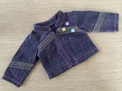 American Girl Denim Jean Jacket with Colorful Stitching and Patches