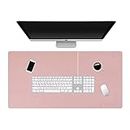 Mouse Pad Leather Desk Mat Extended Laptop Keyboard Pads Waterproof Computer Accessories Protection for Office Gaming (pink/silver)