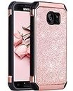 Galaxy S7 Case, Samsung S7 Phone Case, BENTOBEN 2 in 1 Slim Dual layer Glitter Bling Hybrid Hard Cover Soft Rubber Bumper Rugged Shockproof Protective Cases for Samsung Galaxy S7 (G930) Cute Rose Gold