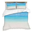 Ocean Bedding Sets Full, 3 piezas crema azul marino Divet Cover lindo ropa de cama con 2 fundas de almohada matrimonial (79 x 90 pulgadas)