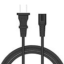 12Ft 2-Slot Power Cord 2 Prong AC Wall Cable for LED LCD TV, HP Dell Samsung Sony Asus Acer Toshiba Laptop Charger, Xbox One S Slim Game Console, Xbox One X, Sony PS2 PS3 PS4 ,PSP, PSV (Black, 1pack)