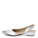 Naturalizer Womens Banks Slingback Low Heel Pointed Toe Pumps ,Silver Metallic Leather,9