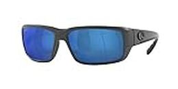 Costa Del Mar Men's Fantail Rectangular Sunglasses, Matte Grey/Blue Mirrored Polarized-580p, 59 mm