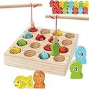 FLITI Wooden Magnetic Fishing Game for Kids Toddlers, Montessori Toys, Preschool Educational Learning Toys, Gifts for 1 2 3 4 5 Years Old Boys Girls