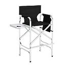 Mefeir 31" Tall Folding Director Chair with Side Table,Portable Makeup Artist Bar Height, Aluminum Frame 300 lbs Capacity, 19.2" D x 23.6" W x 45.6" H