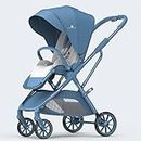 StarAndDaisy Chariot Premium Baby Stroller with 5 Point Safety Belt, Large Food Tray, 10 Level Adjustment Canopy, Easy Adjustable Seat/New Born Baby Pram for 0 to 5 Years (Blue)