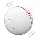 DELOMO Smart Interactive Cat Toy Ball, Automatic Rolling Ball, USB Rechargeable Cat Light Toy, 360 Degree Self Rotating Ball with LED Light,Upgraded Cat Exercise Toy, White, 6.5CM