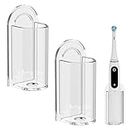 Linkidea Wall Mount Electric Toothbrush Holder, Acrylic Power Toothbrush Hanger, Self Adhesive Tooth Brush Organizer Compatible with Oral-B iO Series, Philip Sonicare ProtectiveClean (Clear)