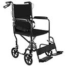 LIVINGbasics Foldable Transport Wheelchair with Hand Brakes Lightweight 18-Inch Wide Seat Wheel Chair for for Seniors(Support Weight up to 220lbs)