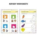 Learning Dino - Nursery Activity Worksheets For Kids + DIY Alphabet Puzzle + Sticker Sheet (English, Maths, Logical Reasoning Lifeskills) for 3 to 5 years old kids