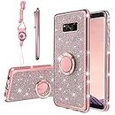 KuDiNi for Samsung Galaxy S8 Plus Case, Galaxy S8 Plus Case for Women Glitter Crystal Soft Clear TPU Luxury Bling Cute Protective Cover with Kickstand Strap for Samsung Galaxy S8 Plus (Glitter Rose)