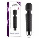 ERHETUS Rechargeable Personal Body Massager for Women | Cordless & Waterproof Handheld Wand Vibrate Machine with 20 Vibration Modes & 8 Speed Patterns | Perfect for Full Body Massage (Black)