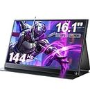 UPERFECT Portable Monitor 144Hz 16.1" 1080P Portable Gaming Monitor for Laptop w/Smart Cover & VESA HDR Ultra Slim Travel Monitor for PC, Phone, Game Console