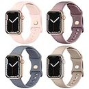 Adepoy 4 Pack Strap Compatible for Apple Watch Strap 49mm 45mm 44mm 42mm 41mm 40mm 38mm, Soft Silicone Snap Buckle Design Replacement Sport Band for iWatch SE Series 9 8 Ultra 7 6 5 4 3 2 1