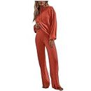Women Knit Sweater Set 2 Piece Outfits Long Sleeve Knit Pullover Tops High Waist Wide Leg Pants Lounge Set coupons and promo codes for discount