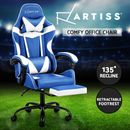 Artiss Gaming Office Chair Executive Computer Leather Chairs Footrest Blue White
