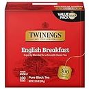 Twinings English Breakfast Black Tea, 100 Individually Wrapped Tea Bags, Smooth, Flavourful, Robust, Caffeinated, Enjoy Hot or Iced
