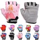 meteor Kid Cycling Gloves With Short Half Fingers Fastened Children Kid Child Bike Safety Accessories Hand Protect (M ~7-7,5cm 2.7-2.9inch, Princess)