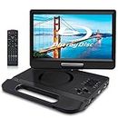 FANGOR 12.5" 1080P Portable Blu-Ray Player with 10.5" HD Swivel Screen, HDMI Out & AV in, Multi Media Player, 5 Hours Rechargeable Battery, Supports USB/SD Card, Last Memory, Region Free