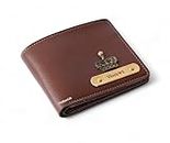 Thebaegift Signature: Personalized Men's Wallet with Name & Favorite Charm (Brown)