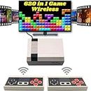 Retro Game Console, Mini Classic Game System with 2 Classic Wireless Controllers and Built-in 620 Games, RCA Output Plug & Play Childhood Mini Classic Console, Birthday Gifts.