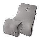 GiGi G-1107/1110 100% Pure Memory Foam and Ergonomic Design Car Seat Neck Rest Cushion and Back Rest Cushion Head Rest Pillow for Cervical Pain Relief (Grey)