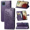 Mystery Mandala Embossed Leather Flip Wallet Phone Case for Samsung Galaxy S10 S9 S8 Plus E 4G 5G Shell, Cardholder Stand Back Cover Bumper(Purple,S10 E)