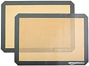 Amazon Basics - Rettangolare Tappetini da forno in silicone, Set da 2 pezzi, Beige/Grigio, 42 cm x 30 cm