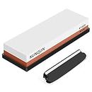 KUNQUN Whetstone 400 1000 Grit, Premium Knife Sharpening Stone set 2-in-1 Dual Grits, Professional Japanese Water Stone Sharpener for Kitchen, Woodwork, outdoors etc - With Non-slip Base & Angle Guide