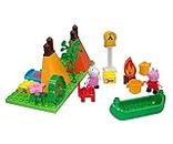 Big-Bloxx Peppa Pig Camping Set, Peppa's Camping Equipment, Construction Set, Big Bloxx Set Consisting of Peppa Pig and Suzy and Camper Set, 25 Pieces, for Children from 18 Months