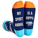 HAPPYPOP Funny Hippopotamus Gifts Hippo Gifts Ocean Gifts for Men Women Teens, Hippo Socks Hippopotamus Socks Unisex Animal Socks