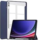 ProElite Cover for Samsung Galaxy Tab S9 FE+/S9 Plus 12.4 inch Cover Case, Smart Flip Case Cover for Samsung Galaxy Tab S9 FE Plus/S9 Plus 12.4 inch with S Pen Holder, Dark Blue [Transparent Back]