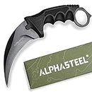 AlphaSteel Fixed Raptor Claw Knife, "Black Ops", Survival of the Fittest - 7 Inch Fixed Blade Alpha Gear for Hunting, EDC, Self Defense, Pocket Knife, Survival, Utility, Camping Tactical, Camping, and Outdoor, Knives