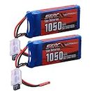 SUNPADOW 2S Mini Lipo Battery 7.4V 20C 1050mAh with JST Connector Rechargeable for RC Airplane Receiver Aircraft Quadcopter Helicopter Drone FPV (2 Count)