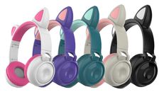 Bluetooth Wireless Cat Ear Headsets LED w/Mic Headphones For Kids Girls
